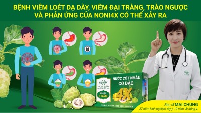 Bệnh VIÊM LOÉT DẠ DÀY, ĐẠI TRÀNG và phản ứng của Noni4x có thể xảy ra