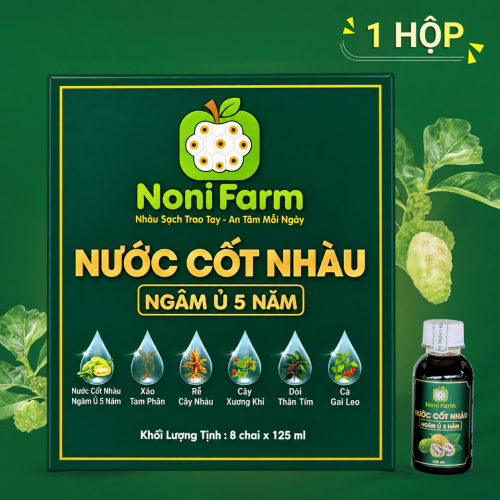 NƯỚC CỐT NHÀU NONI FARM - 1 HỘP 8 CHAI, 125 ml/ chai